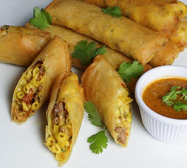 Mac & Cheese Spring Rolls With Spicy Banana Ketchup