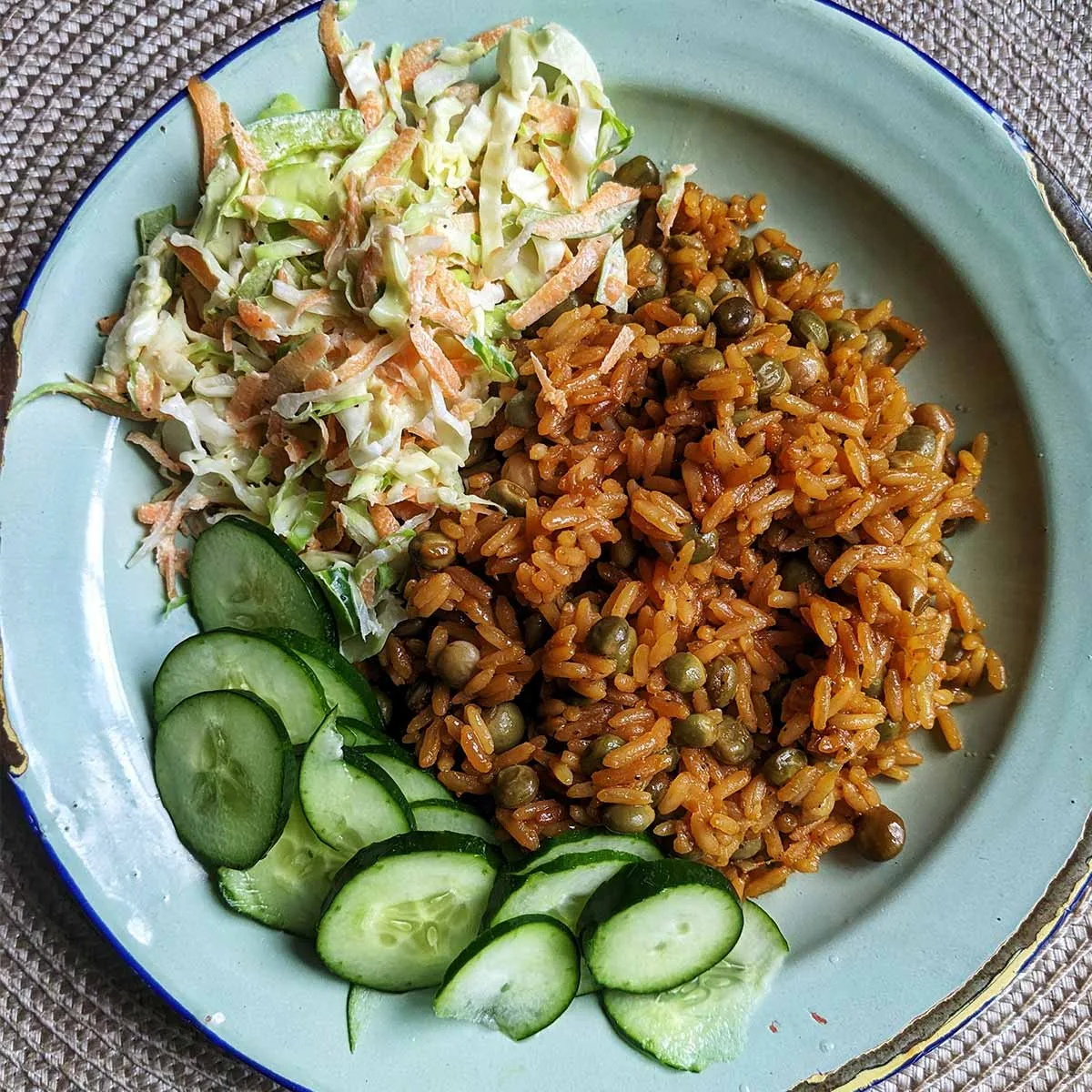 coleslaw and pelau