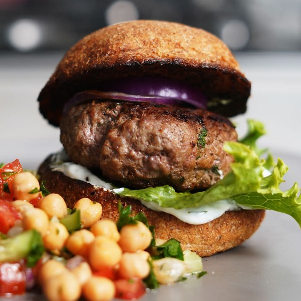 Lamb Burger with Quick Chickpea Salad, Simply Local | Eatahfood