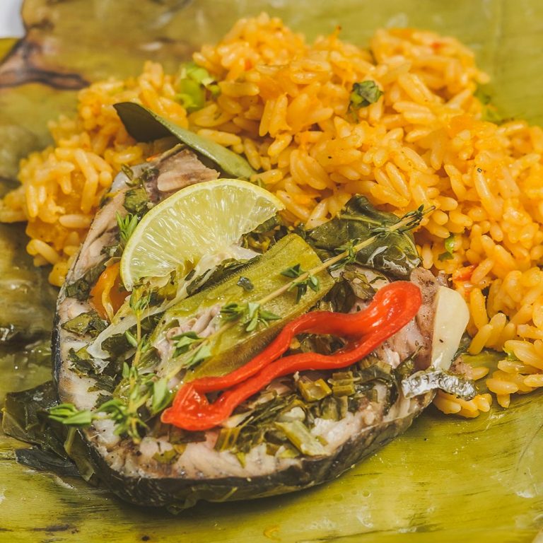 steamed fish & pumpkin rice