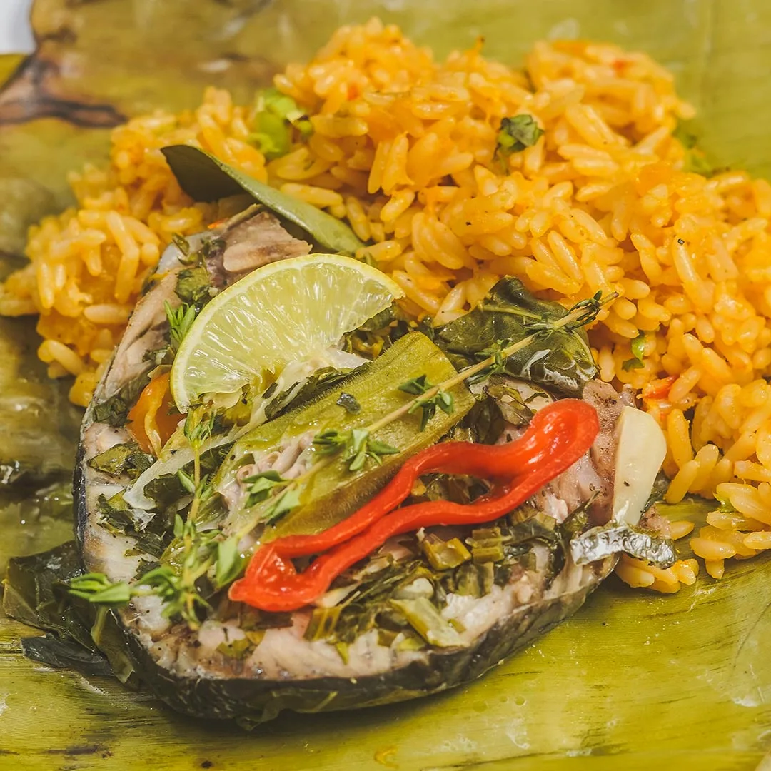 steamed fish & pumpkin rice