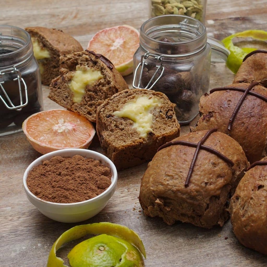 chocolate hot cross buns