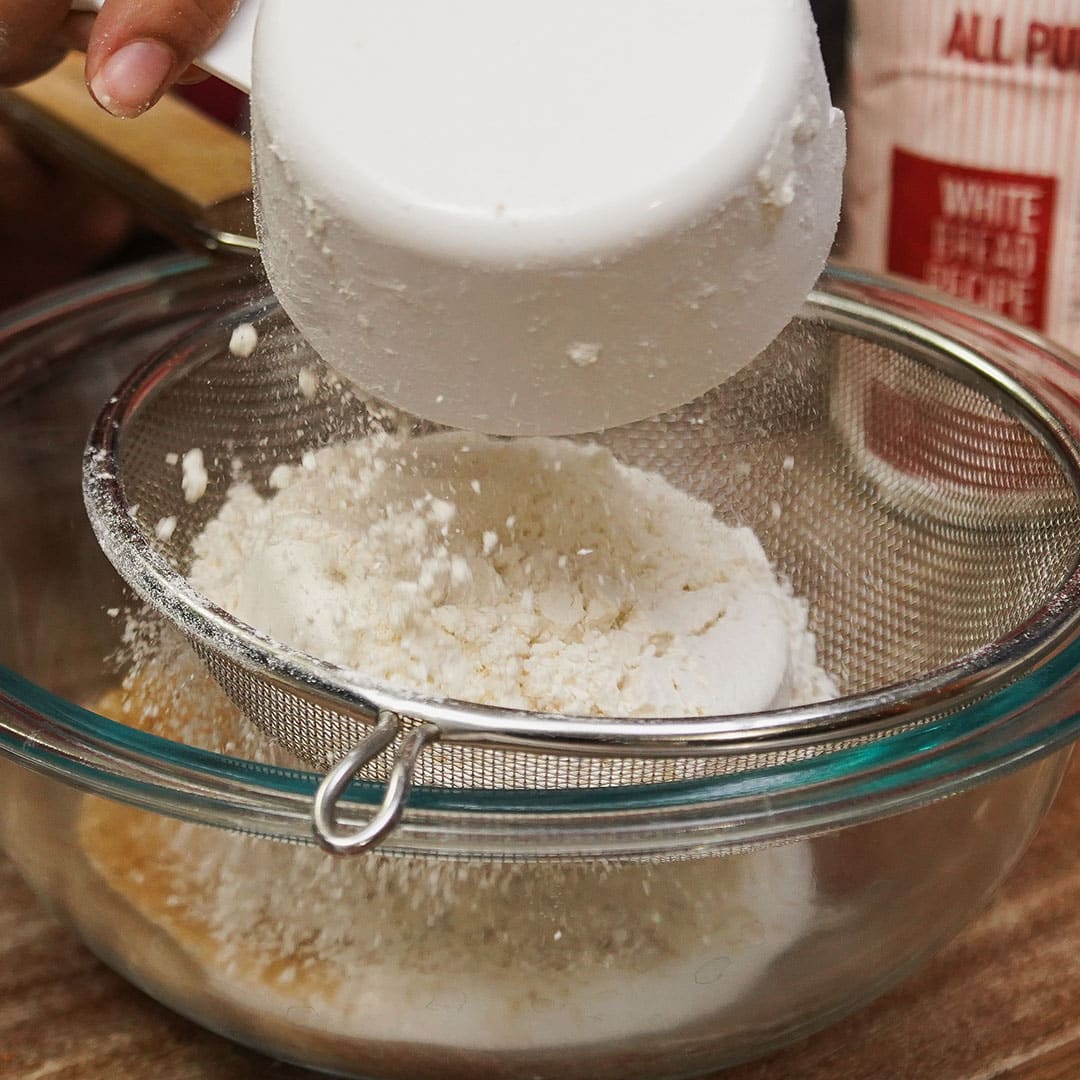 Measure and sift flour into a large bowl