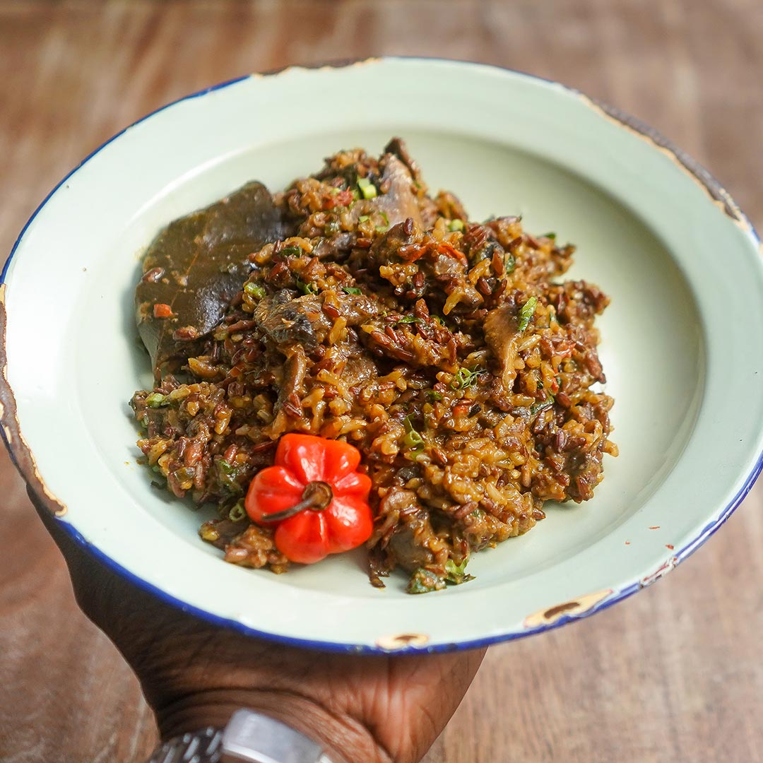 red rice & mushroom pilaf